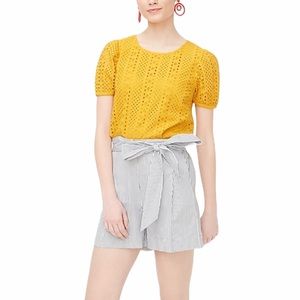 J. Crew Bronzed Topaz Eyelet Puff Sleeve Blouse Top Size XS